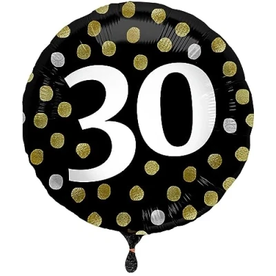Afbeelding van Folat Folieballon Glossy Black 30 jaar 45 cm