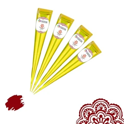 Afbeelding van FADEDA 4 x 100% natuurlijke hennapasta kegels natuurlijk bruin PPD vrij 100 g