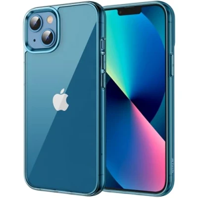 Afbeelding van JETech Beschermhoes voor iPhone 13 6,1 inch, schokbestendig, krasbestendig, transparante achterkant (blauw)