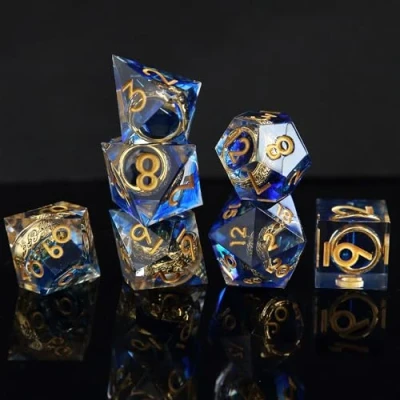Afbeelding van Dobbelstenen Set D&amp;D Detail 7 delige Lord of the Rings Spel Hars DnD Dice met scherpe randen lans moeren voor Dungeons and Dragons Pathfinder RPG Magic Gathering geschenkdoos