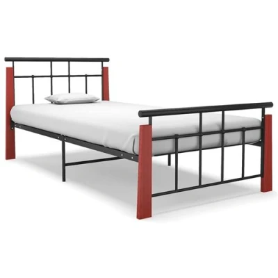 Afbeelding van Bedframe metaal en massief eikenhout 90x200 cm