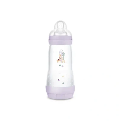 Afbeelding van MAM Easy Start Anti koliek fles, 320 ml, bijzonder goed geaccepteerde melkfles met bodemventiel tegen en speen, maat 2, 4+ maanden, giraffe motief