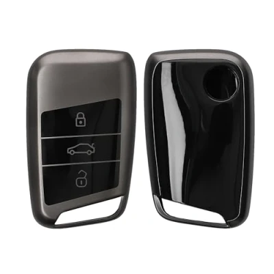 Afbeelding van kwmobile autosleutel hoesje geschikt voor VW 3 knops (alleen Keyless Go) hoes TPU behuizing Beschermende auto sleutel case Sleuteletui in mat zwart /