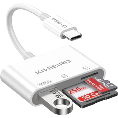 Afbeelding van KiWiBiRD USB C SD kaartlezer, Micro naar Type OTG Adapter voor SDHC SDXC TF UHS I kaarten compatibel met iPhone 15 Plus Pro Max MacBook Air iPad mini 6 Galaxy S24 S23 Android