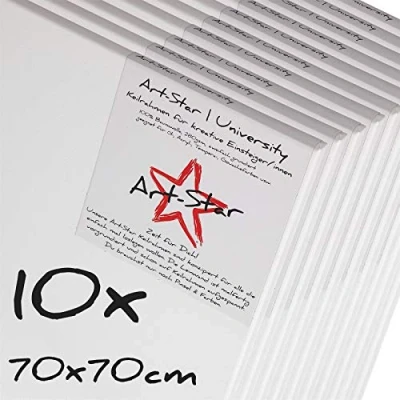 Afbeelding van Art Star Set van 10 universele geribbelde lijsten 70 x cm canvas op spieraam voorbehandeld vierkant frame klaar om te schilderen met schilderdoek