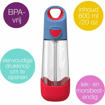 Afbeelding van B.Box Butelka do picia ze słomką 600 ml w kolorze niebieskim