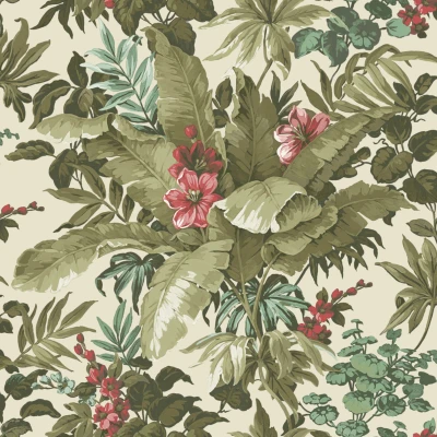 Afbeelding van Dutch Wallcoverings Asperia Canopy wit/groen/roze vliesbehang 10m x 53cm A55802