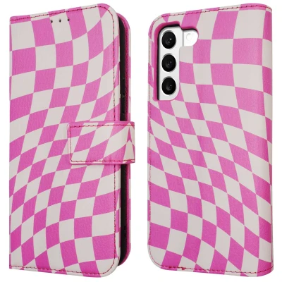Afbeelding van iMoshion Hoesje Geschikt voor Samsung Galaxy S22 Met Pasjeshouder Design Bookcase smartphone Roze / Retro Pink