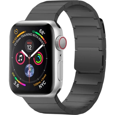 Afbeelding van Selencia Stalen magnetisch bandje voor de Apple Watch Series 1 9 / SE 38/40/41 mm 10 42 Zwart