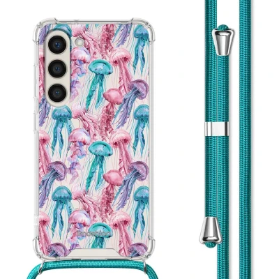 Afbeelding van iMoshion Hoesje Geschikt voor Samsung Galaxy S23 Plus met Koord Design Meerkleurig / Jellyfish Watercolor