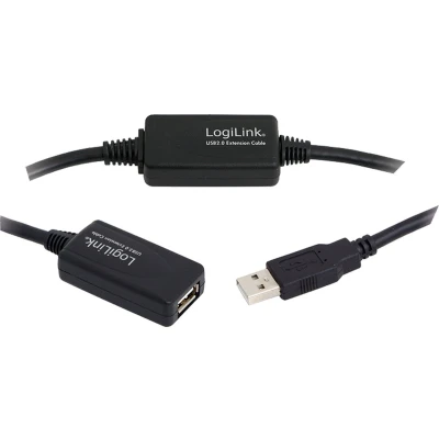 Afbeelding van LogiLink USB kabel 2.0 A stekker, bus 20.00 m Zwart UA0146