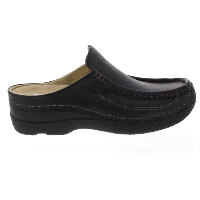Afbeelding van Wolky Slippers Roll Slide zwart leer
