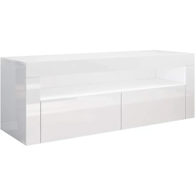 Afbeelding van SONNI Lage tv kast met ledverlichting (12 kleuren instelbaar) 120 x 40 cm, wit glanzend