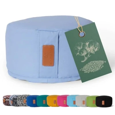 Afbeelding van #DoYourYoga Yoga kussen »Vishnu« rond meditatiekussen met bio organische boekweit schalen vulling H:15cm, diam.30cm paars