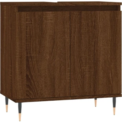 Afbeelding van Badkamerkast 58x33x60 cm bewerkt hout bruineikenkleurig