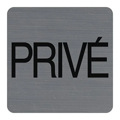 Image de Exacompta Réf. 67177E 1 Plaque de porte adhésive PRIVÉ murale imprimée signalisation Sur tous supports Aspect aluminium brossé Dimensions : 7,5 x cm