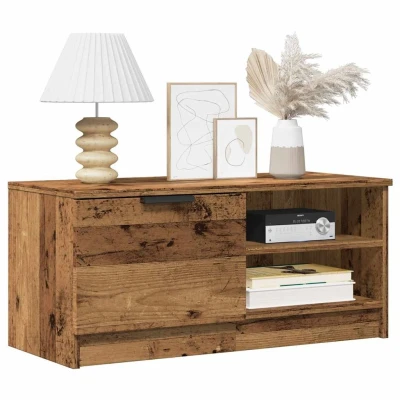 Afbeelding van Tv meubels 2 st 80x35x36,5 cm bewerkt hout oud houtkleurig
