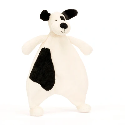 Afbeelding van Jellycat knuffeldoek bashful black and cream puppy 27 cm