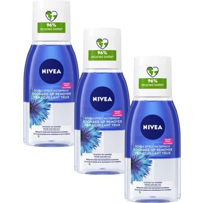Afbeelding van Nivea Double Effect Oogmake up Remover Waterproof Voordeelverpakking 3x125ml