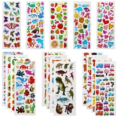 Afbeelding van Vicloon Stickers Voor Kinderen, 22 Geassorteerde 3D 500 Gezwollen Inclusief Dieren, Dinosaurussen, Auto&#039;s, Cijfers, Fruit, Vliegtuig En Meer