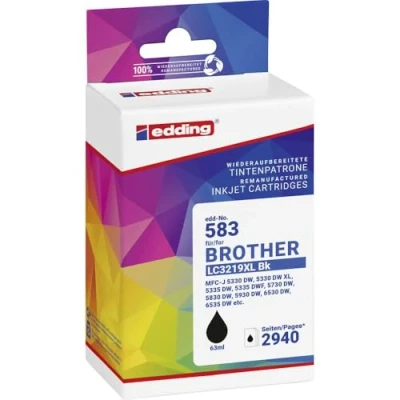 Afbeelding van Edding Inktcartridge vervangt Brother LC3219XLBK Compatibel Zwart EDD 583 18 01