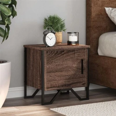 Afbeelding van vidaXL Nachtkastje 40x30x40 cm bewerkt hout bruin eikenkleur