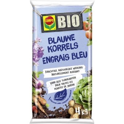 Afbeelding van COMPO Bio Blauwe Korrels gekorrelde meststof voor groenten, fruit en tuinplanten zak 4kg