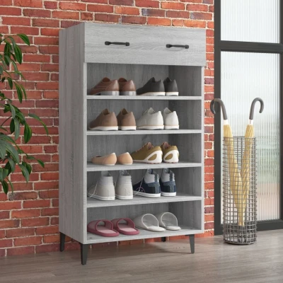 Afbeelding van Schoenenkast 60x35x105 cm bewerkt hout grijs sonoma eikenkleur