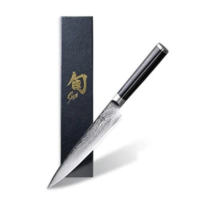 Afbeelding van Damastserie met klassiek Kai Shun lemmet 28 vormen, DM 0701L, zwart, 0701L Allzweckm. linksh.