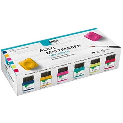 Afbeelding van KREUL 75601 Acrylverf op waterbasis, crème, ondoorzichtig, 20 ml in glas en kwast, meerkleurig, eenheidsmaat, 6 componenten,