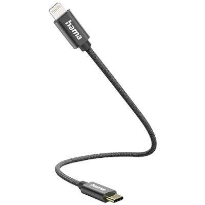 Afbeelding van Hama Oplaadkabel Usb C Lightning 0,2 M Nylon Zwart
