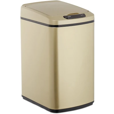 Afbeelding van Relaxdays prullenbakje met sensor prullenbak badkamer 12 liter vuilbak afvalemmer Rose goud