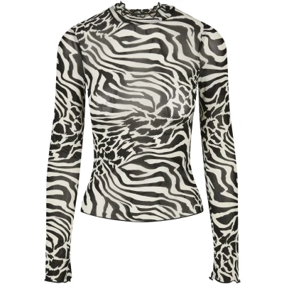 Afbeelding van Urban Classics Longsleeve Longsleeve, Dames, Maat: XXL, White/black