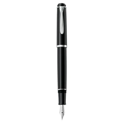 Afbeelding van Pelikan 820707 Classic 205 vulpen, zwart, penpunt M (medium) met patroon, in geschenkverpakking