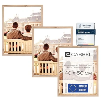 Afbeelding van CABBEL Set van 3 fotolijsten, 40 x 50 cm, natuur, moderne wanddecoratie, ideaal voor foto&#039;s, posters en kunstwerken, duurzaam stijlvol