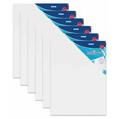Afbeelding van Stylex 28632 P6 Set van 6 100% katoenen canvas spieraam met primer, geniet aan de achterkant voor olieverf, acryl, gouache, schilderij 30 x 40 cm