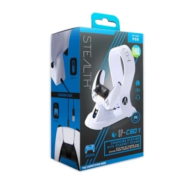 Afbeelding van Stealth SP C60 V laadstation met PS5 hoofdtelefoonhouder, 2 m, wit