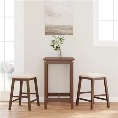 Image de vidaXL chaises de bar avec coussins 2 pcs marron bois massif d&#039;hévéa4102576