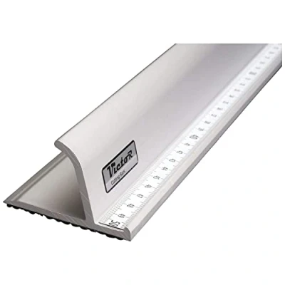 Afbeelding van Victor Bar snijliniaal 50 cm van aluminium, professionele versie, antislip, liniaal metaal, met stalen rand, staal, 500 mm,