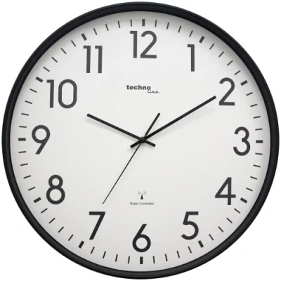 Afbeelding van Technoline WT 8998 Wandklok Analoog Rond Kunststof Raam Radiogestuurde tijdsaanduiding Cijfers Zwart Wit ∅ 50,5 cm
