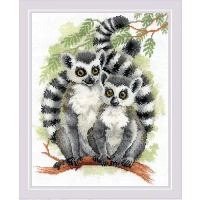 Afbeelding van RIOLIS Lemurs borduren (pakket) 2196