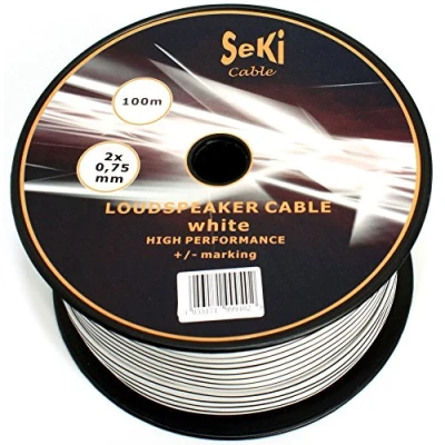 Afbeelding van seki luidsprekerkabel 2 x 0,75 mm² 100 m wit CCA audiokabel