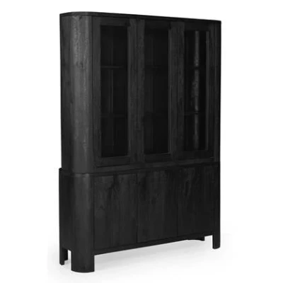 Afbeelding van Wandkast Zwart Mangohout 150x40x200cm Bram Giga Meubel