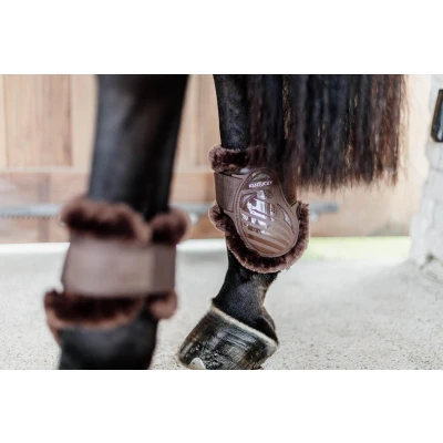 Afbeelding van Vegan Sheepskin young horse fetlock boots bruin/wol bruin L