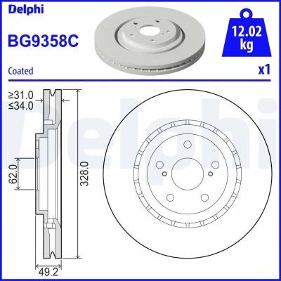 Afbeelding van Delphi Diesel Remschijven BG9358C
