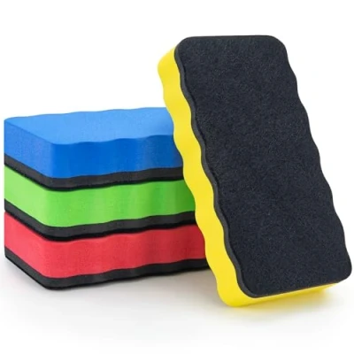 Afbeelding van JEFURE 4 stuks magnetische gum, kleuren, blauwe wit uitwisbaar voor chemisch reinigen op vele oppervlakken, wisser borden en glas