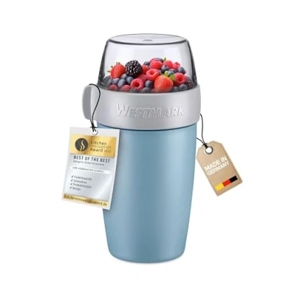 Afbeelding van Westmark Graanbeker, praktische yoghurtbeker om mee te nemen, ideaal voor muesli, soep, pap of yoghurt, magnetron en vriezerbestendig, 700 ml, BPA vrij, blauw