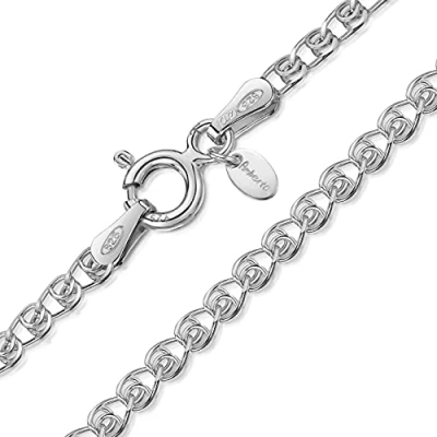 Afbeelding van Amberta 925 sterling zilveren dameshalsketting met hart. Breedte: 2,3 mm. Verschillende lengtes: 40, 45, 50, 55, 60 cm, geëmailleerd, geen edelsteen
