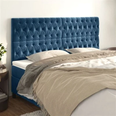 Afbeelding van vidaXL Hoofdborden 4 st 100x7x78/88 cm fluweel donkerblauw