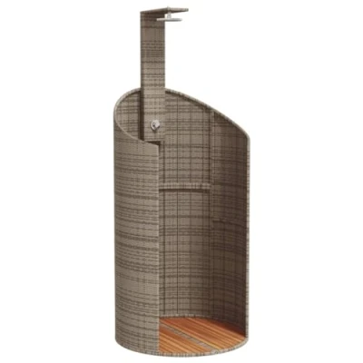 Afbeelding van Buitendouche 100x100x241,5 cm poly rattan en acaciahout grijs